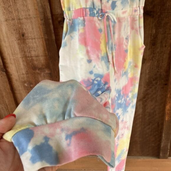 Fantastic Fawn Jump Right In Sleeveless Jogger SweatJumpsuit-Tie dye-Multicolor - Picture 4 of 12